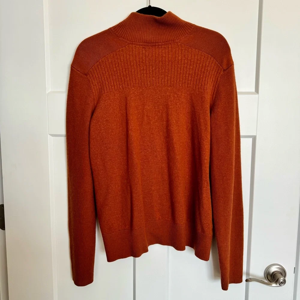 Banana Republic Orange Rust Mock Neck Half Zip Pullover Wool Blend Sweater XL